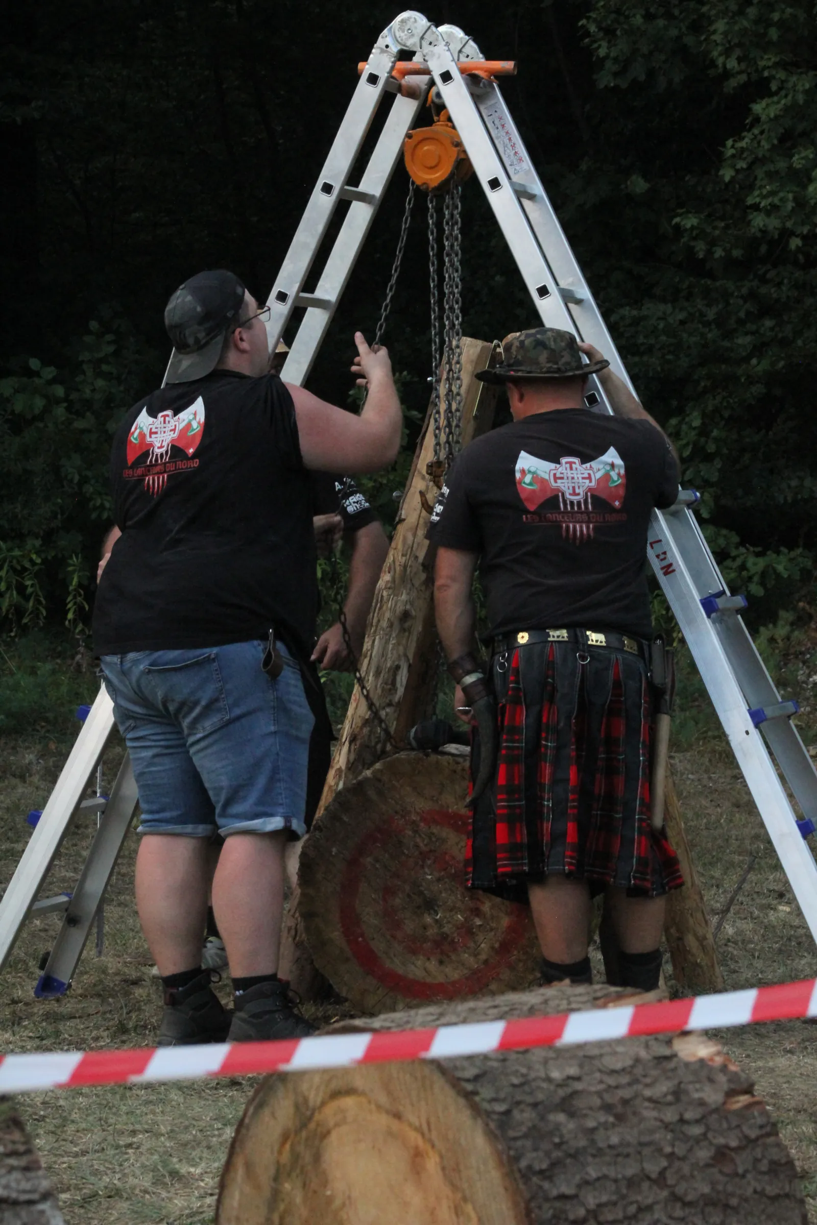Installation des cibles en bois